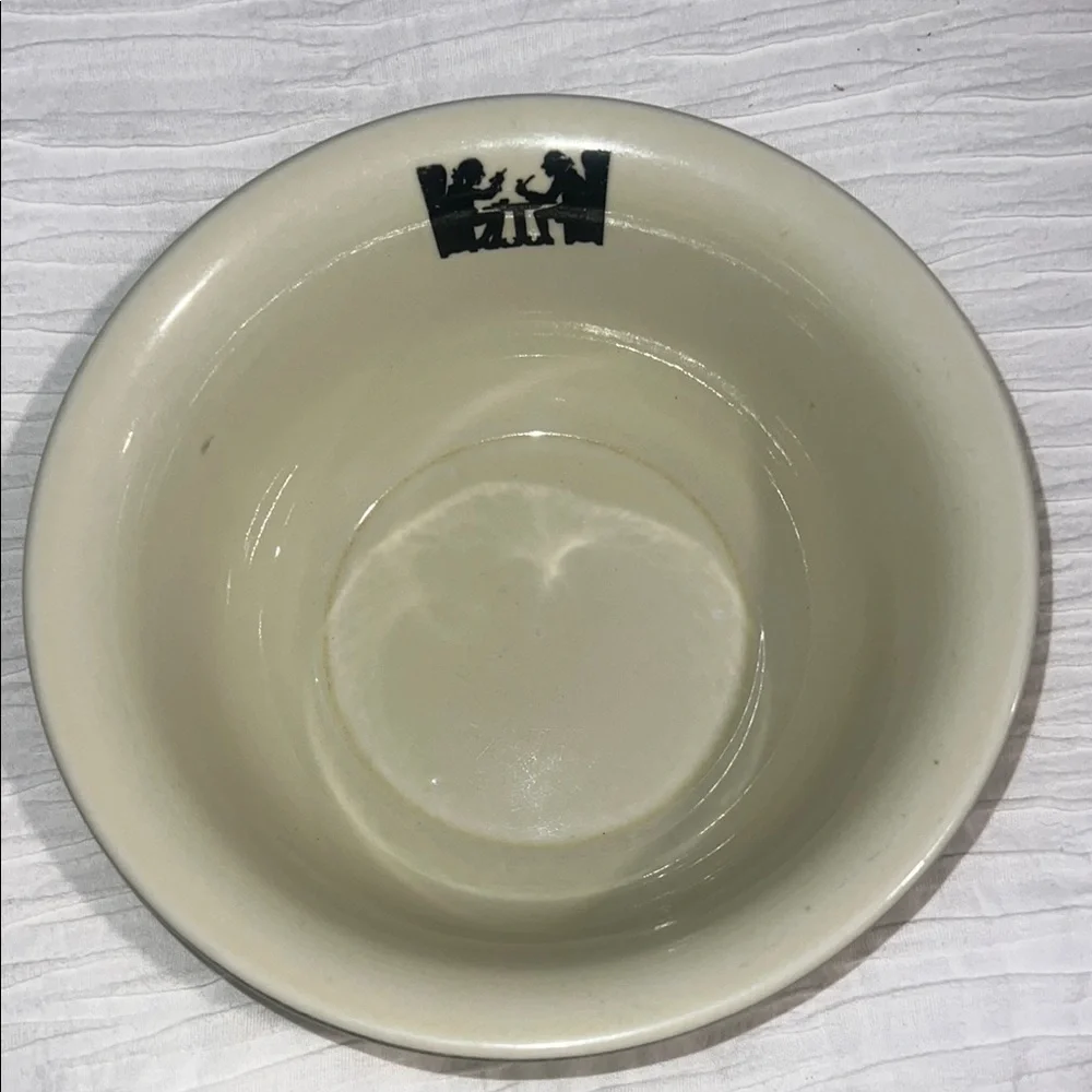 Vintage made in the US Cream‎ Ceramic Bowl with Black Logo
